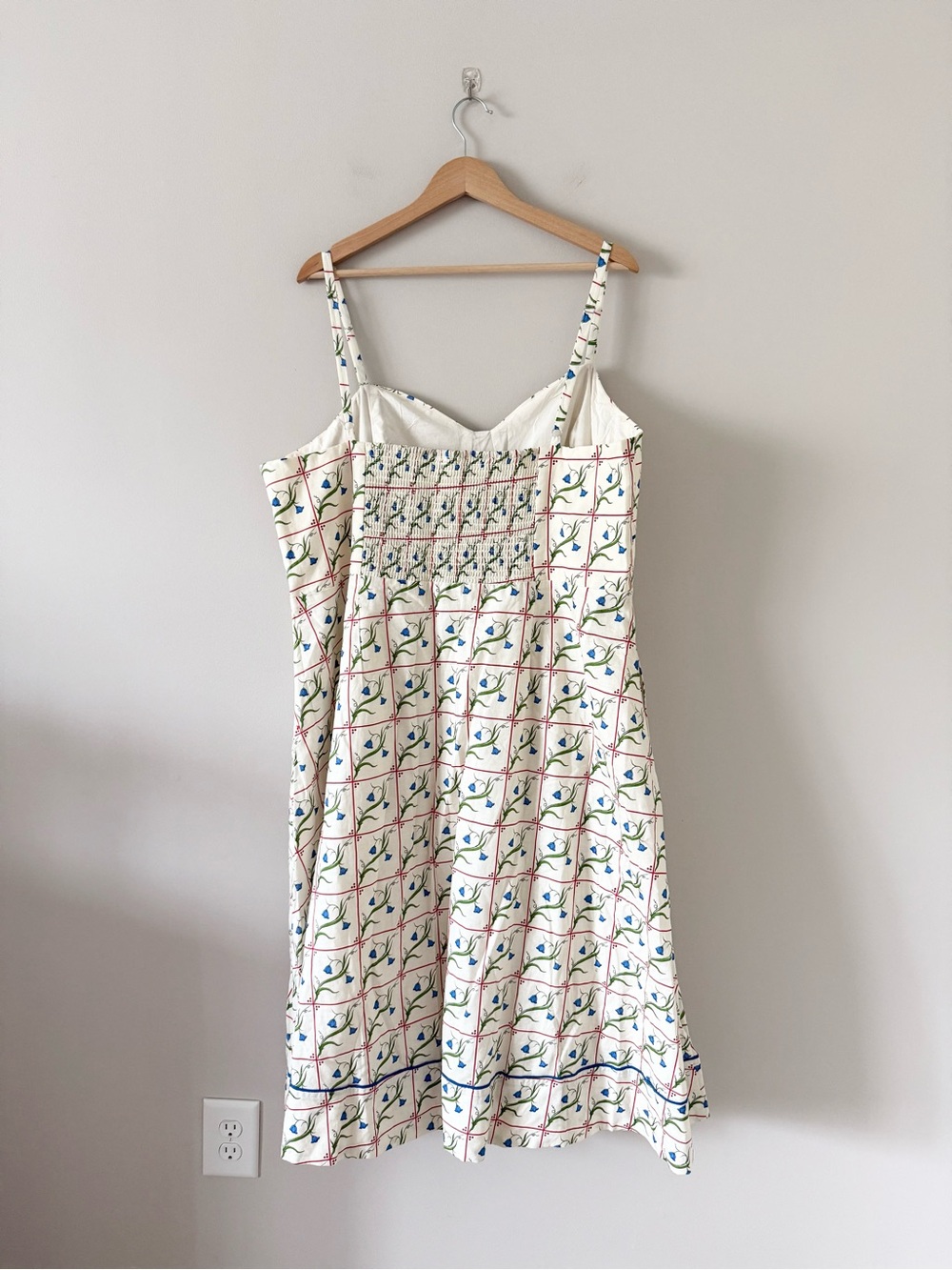 NWT Rachel Antonoff Harper Cream Midi Dress with Blue Floral Grid Size 2X - Picture 7 of 10